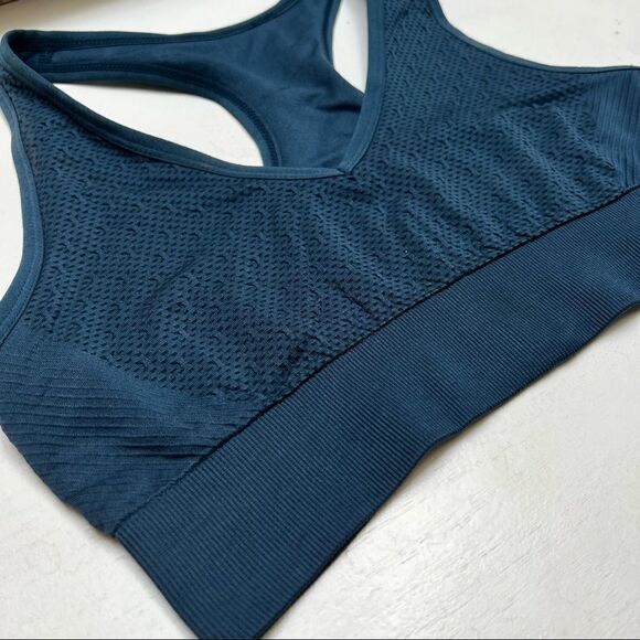 Z by Zella Racerback Spandex Sports Bra in Blue Insignia Medium - Picture 4 of 7